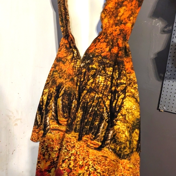Retrolicious fall leaves art print vintage fit party dress small keyhole pinup - Picture 3 of 9
